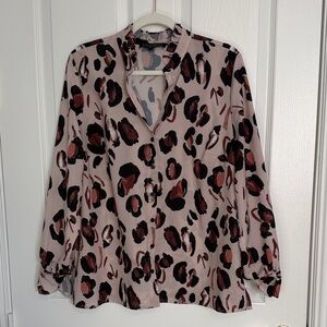 Eloquii Blush, Brown and Black Leopard Print Blouse NWT